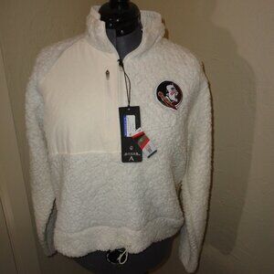 FLORIDA STATE SEMINOLES White Quarter Zip Faux Wool Pullover Size XL NWT